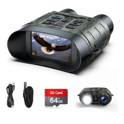 ☆ Night Vision Goggles, 4K Night Vision Binoculars, 112MP Infrared Binoculars, 12X Digital Zoom 5000mAh Rechargeable Battery with 64GB Card, External 