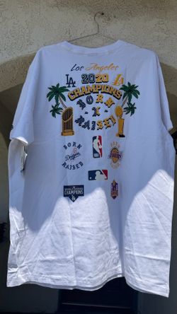 BXR BORN RAISED NEW ERA 2020 CHAMPIONSHIP SHIRT SZ 2XL COLLAB LOS ANGELES DODGERS LAKERS  SUPREME UNDFTD STUSSY NIKE SB