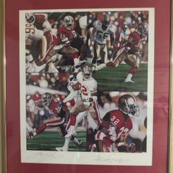 Very rare! Ricky Watters Signed Lithograph 49ers "Raging Watters" – COA