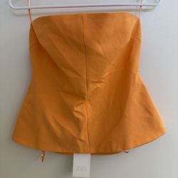 Zara Orange Strapless A-Line Peplum Top