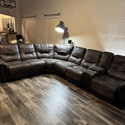 Triple power recliner sectional