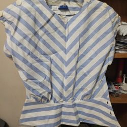 Leslie Fay S/S Striped Shirt Size 12 1970s