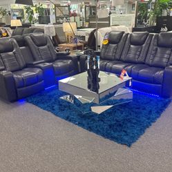 Stunning Grey Power Reclining Sofa&loveseat With LED Lighting & Wireless Phone Charger ✅
