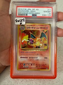 Charizard 20th Anniversary 1st Edition PSA 10 w/ swirl