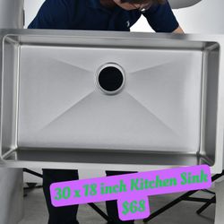 30 x 18 inch Kitchen Sink 18 Gauge Single Bowl, MAU22-3018S(2)
