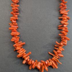 Natural  orange coral necklace