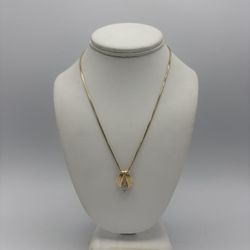 14kt Yellow Gold Snake Link Chain 17” .10ctw Diamond Pendant