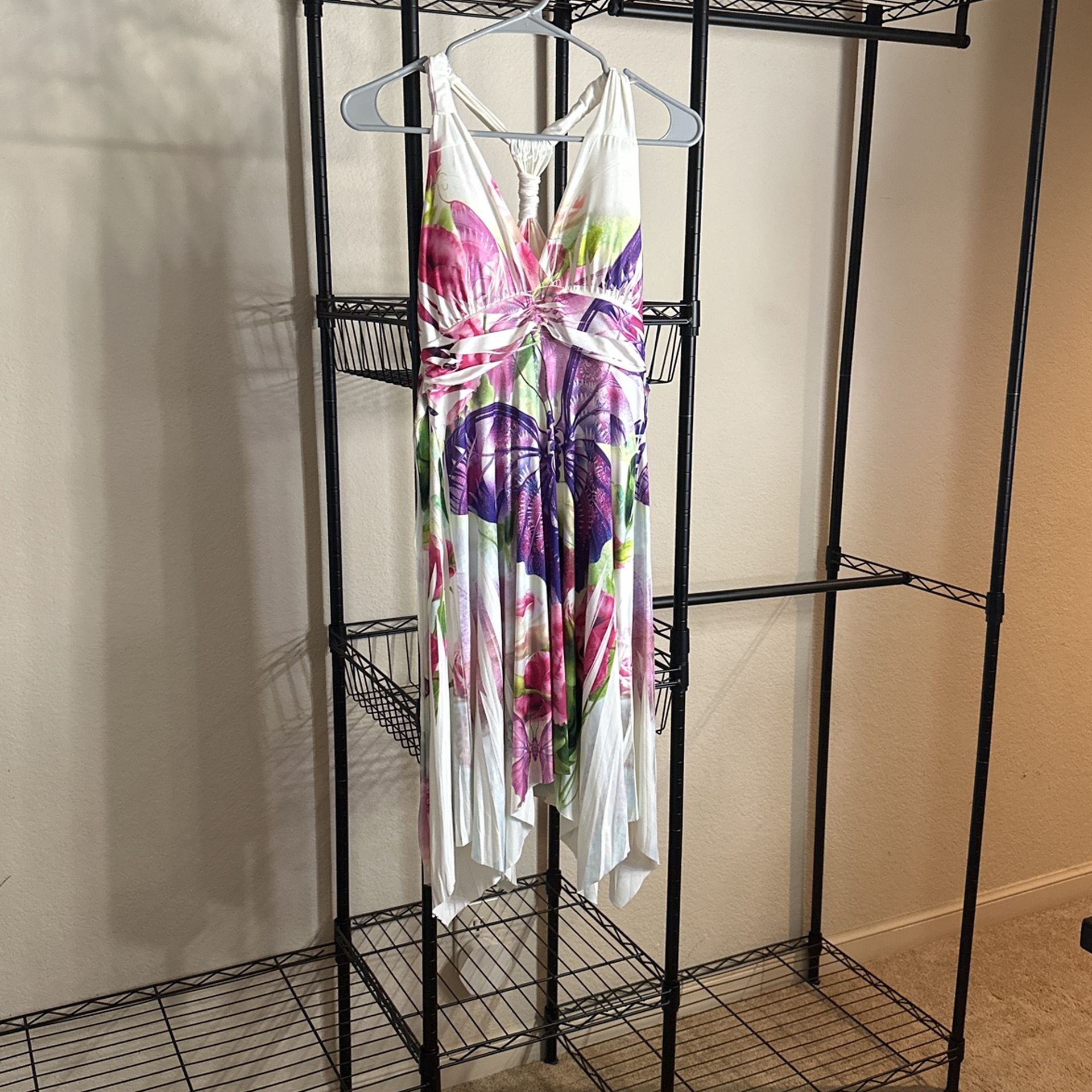 White Dress With Purple Butterfly