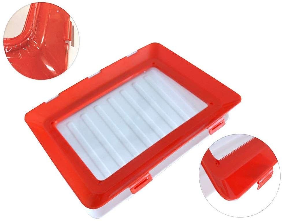 Finyosee 2019 Food Plastic Preservation Tray,Food Keep Fresh Tray,Magic Technology Elastic Film Buckle Seal Storage Container