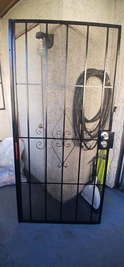 Black security metal screen  door..
