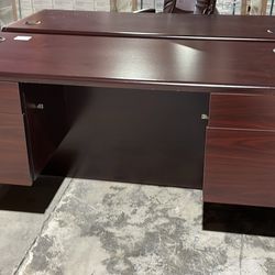 New Dark Wood Office Desk with Drawers, Pickup Only