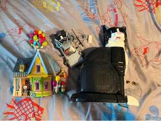 Lego Tuxedo Cat, Up House, and the Delorian