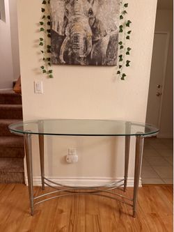 Modern Glass Console Table with Metal Frame