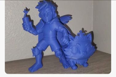3D Printed Blue Character Figurine Set