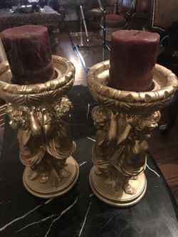 Two-piece statue candle holder