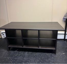 Dark Wood table with Open Shelves