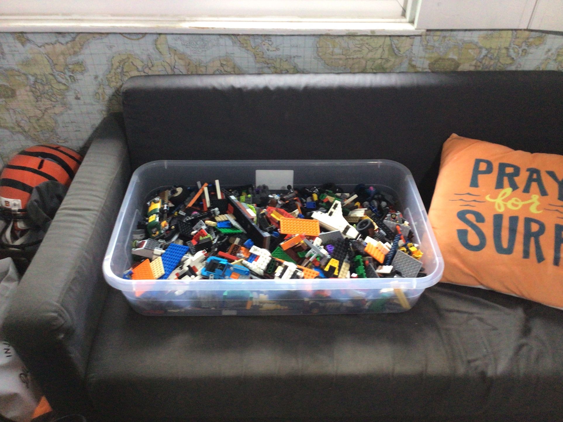 Large bin of Legos