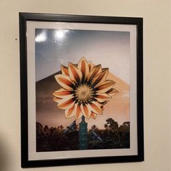 Custom sunflower art piece on black frame