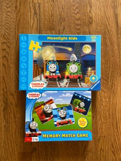 Thomas and Friends memory game and 100 pc puzzle