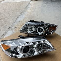 09  BMW 328i   LED Strip Angel Eye Halo Projector Headlights 