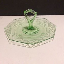 Vintage 10.25in Depression Glass Candy Tray