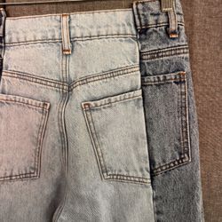 Women's Revice Denim Two Tone Gemini Crossroads Crop Jeans Size 25 Button Fly