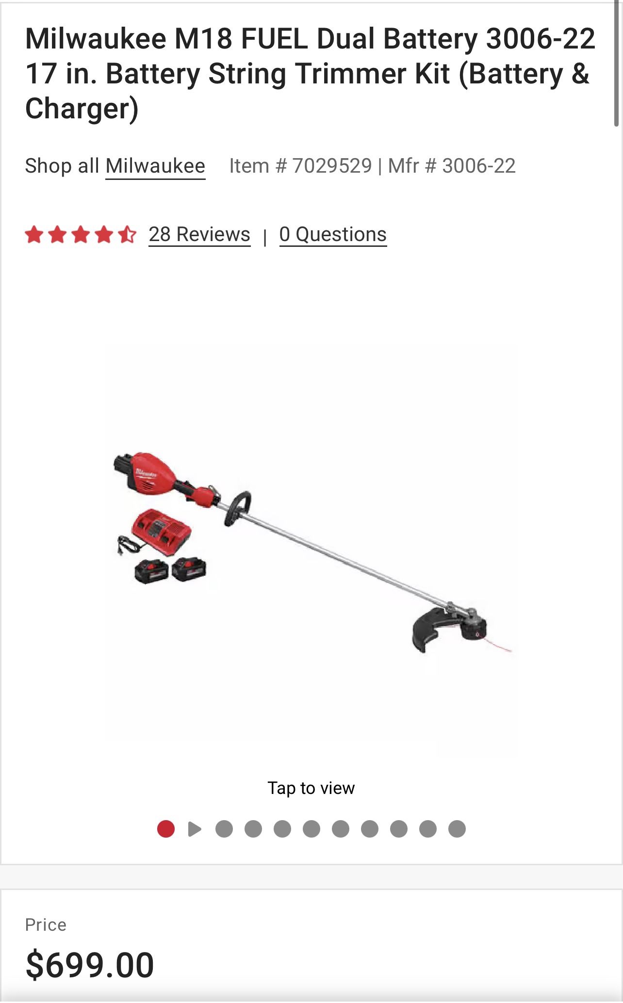 Milwaukee M18 FUEL Dual Battery 17 in. String Trimmer Kit (Battery & Charger)
