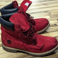 Timberland Boots - Red Checkerboard 