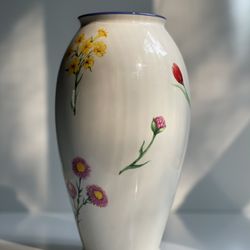 Vintage FTD Ceramic Vase Assorted Floral / Flowers Print. Tiffany & Co Sintra Inspired