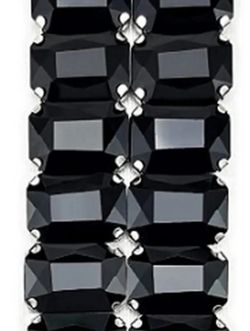 Choupee Sew On Rectangle Rhinestone in Silver Setting 13mm x 18mm, Black, 36 pcs