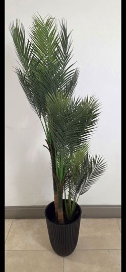 *** REDUCED *** 60" Faux Areca Palm in a 14" (Tall) Black Ribbed Planter @ Lasting Creations
