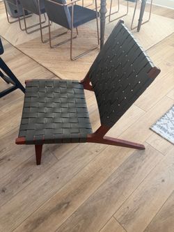 Pottery Barn Woven Leather Lounge Chair