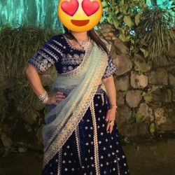 Royal Blue Velvet Chaniya Choli 