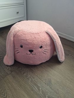 Pink Bunny Plush Pouf Ottoman