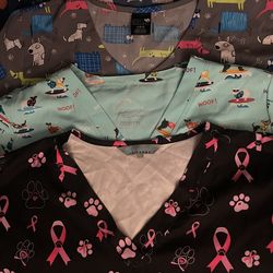Large Dog Themed Scrub Tops