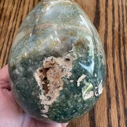 Large polished stone egg made from ocean jasper