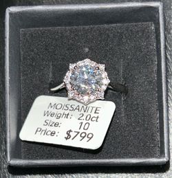 💎 2CT D VVS1 MOISSANITE PROMISE RING | SIZE 10 💎
