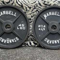 PAIR OF 45lb. OLYMPIC CAP BLACK PLATES 