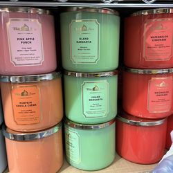 3 Wick Candles Bath And Body Works Pumpkin Vanilla Crème Watermelon Lemonade Island Margarita Pink Apple Punch