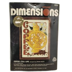 Vintage 1980 Crewel Dimensions Coffee Still Life 5×7 Frame #6050