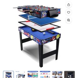 4in 1 Gaming Table Portable Party Pool Hockey Football Tennis 