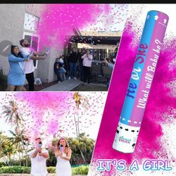 Gender Reveal Cannon Confetti. 2 Girls And 1 Boy Cannon