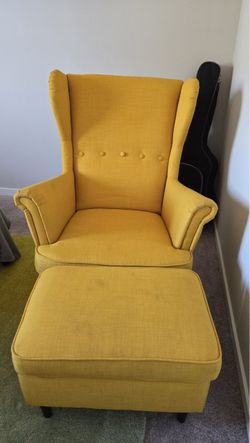 IKEA accent chair and ottoman- Yellow