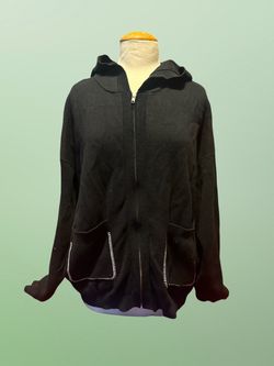 Black Zip-Up Knit Hoodie