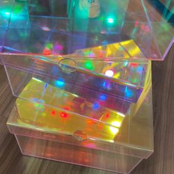 Reflective mirrored clear keepsake storage box, acrylic, Lucite 11 in.² by 7 inches high $99