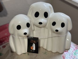Three Ghost Dog Halloween Ceramic 