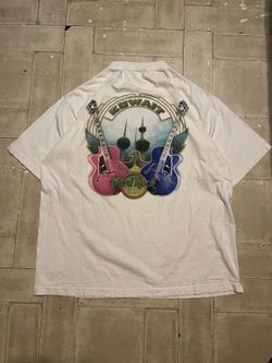 Hard Rock Cafe Heavy Tee Kuwait guitar graphic white tshirt size XL
