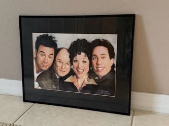 Seinfeld Cast Original Portrait Drawing — Signed 2004, Framed 16x20, One of a Kind