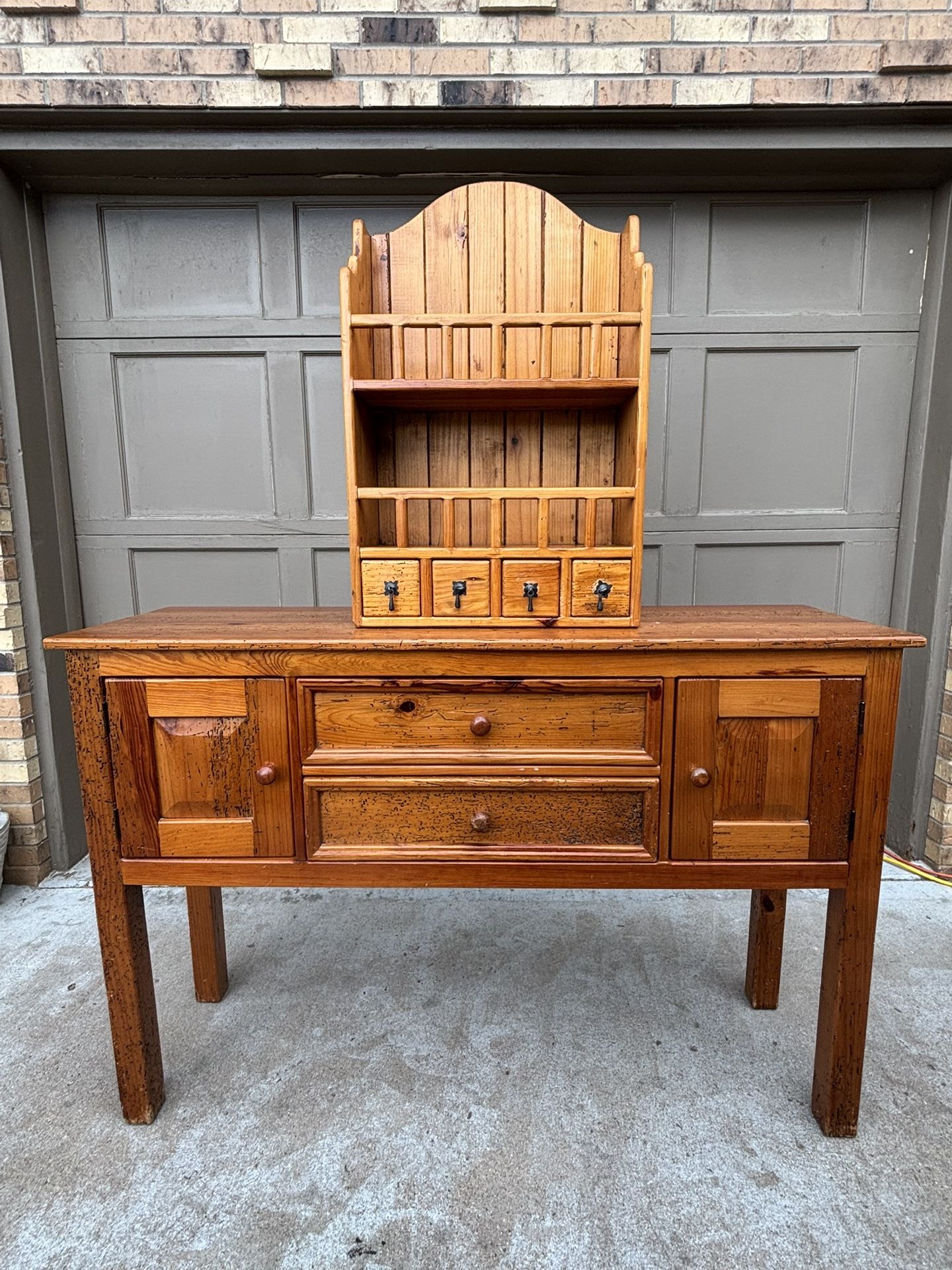 Handmade Pine Table And Cabinet