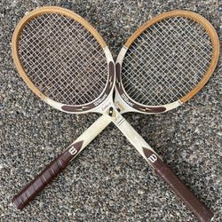 Wooden Tennis Racket Pair